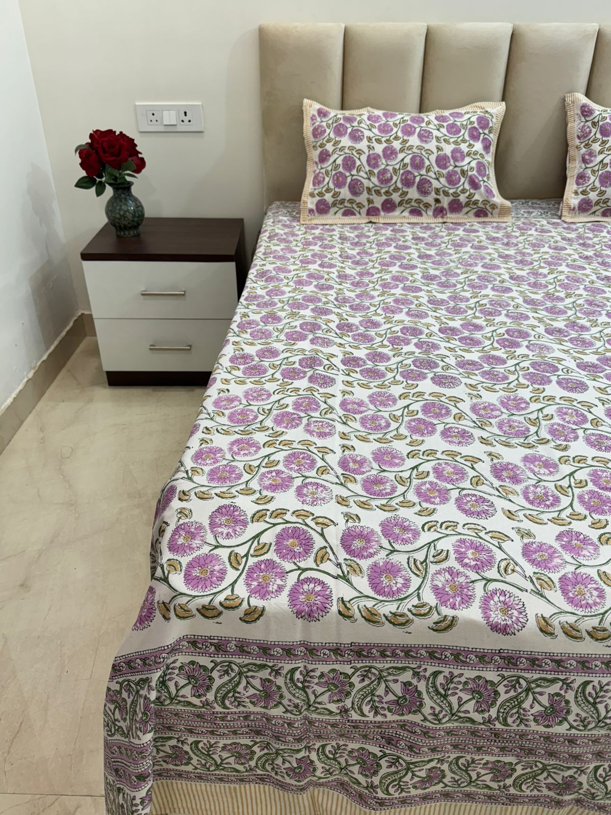 hand block printed bedsheet