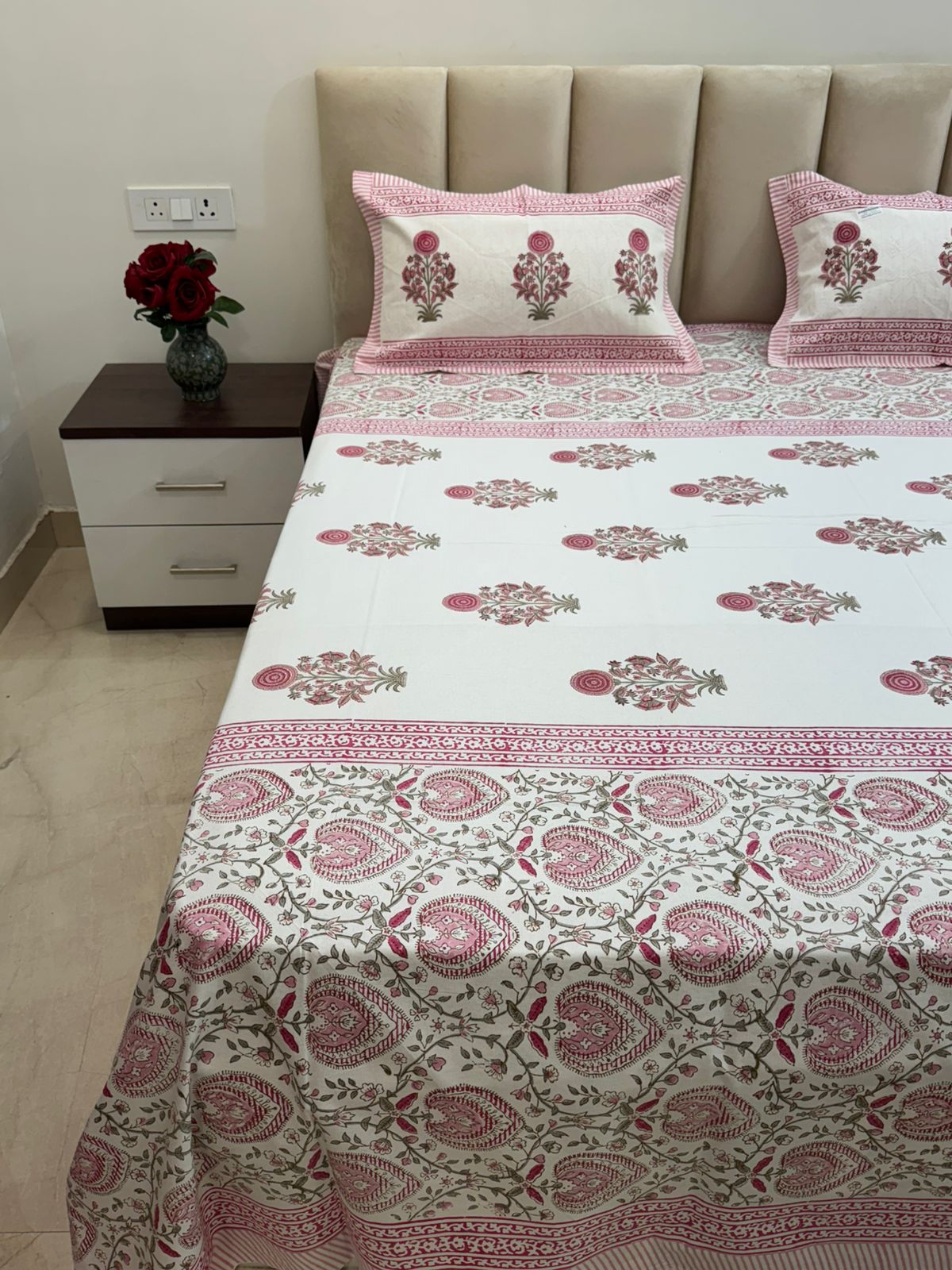 hand block printed bedsheet