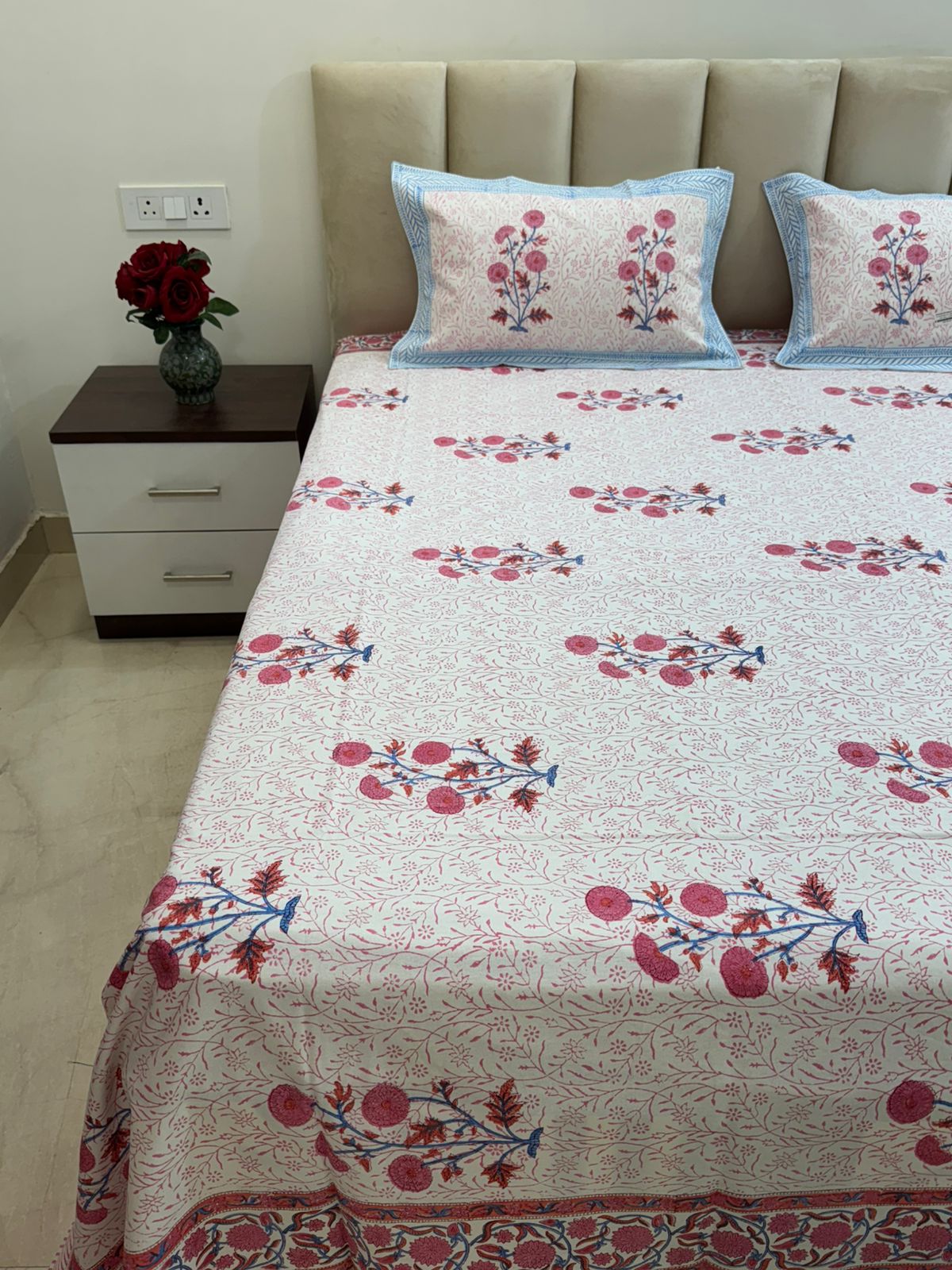 hand block printed bedsheet