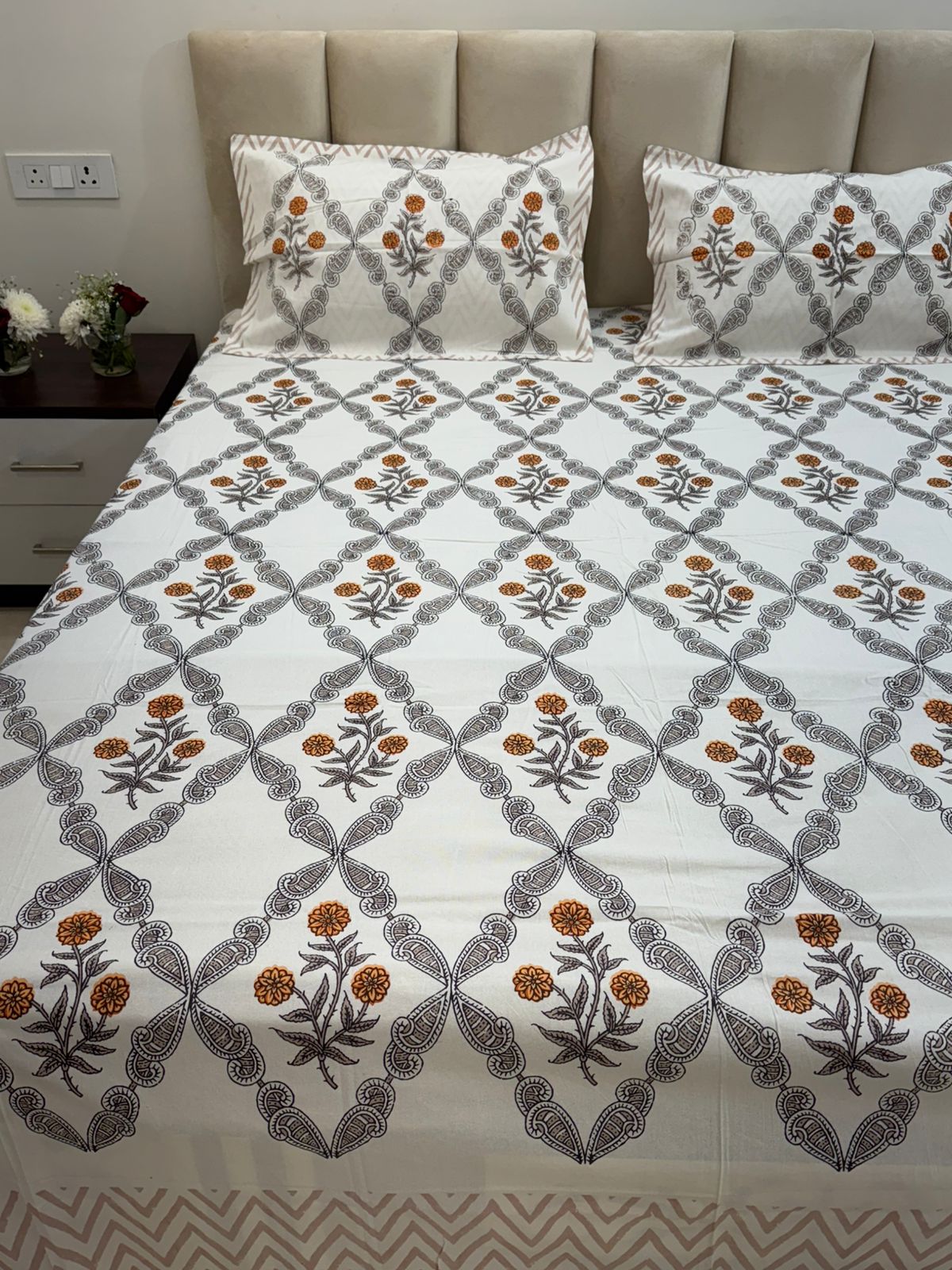 hand block printed bedsheet