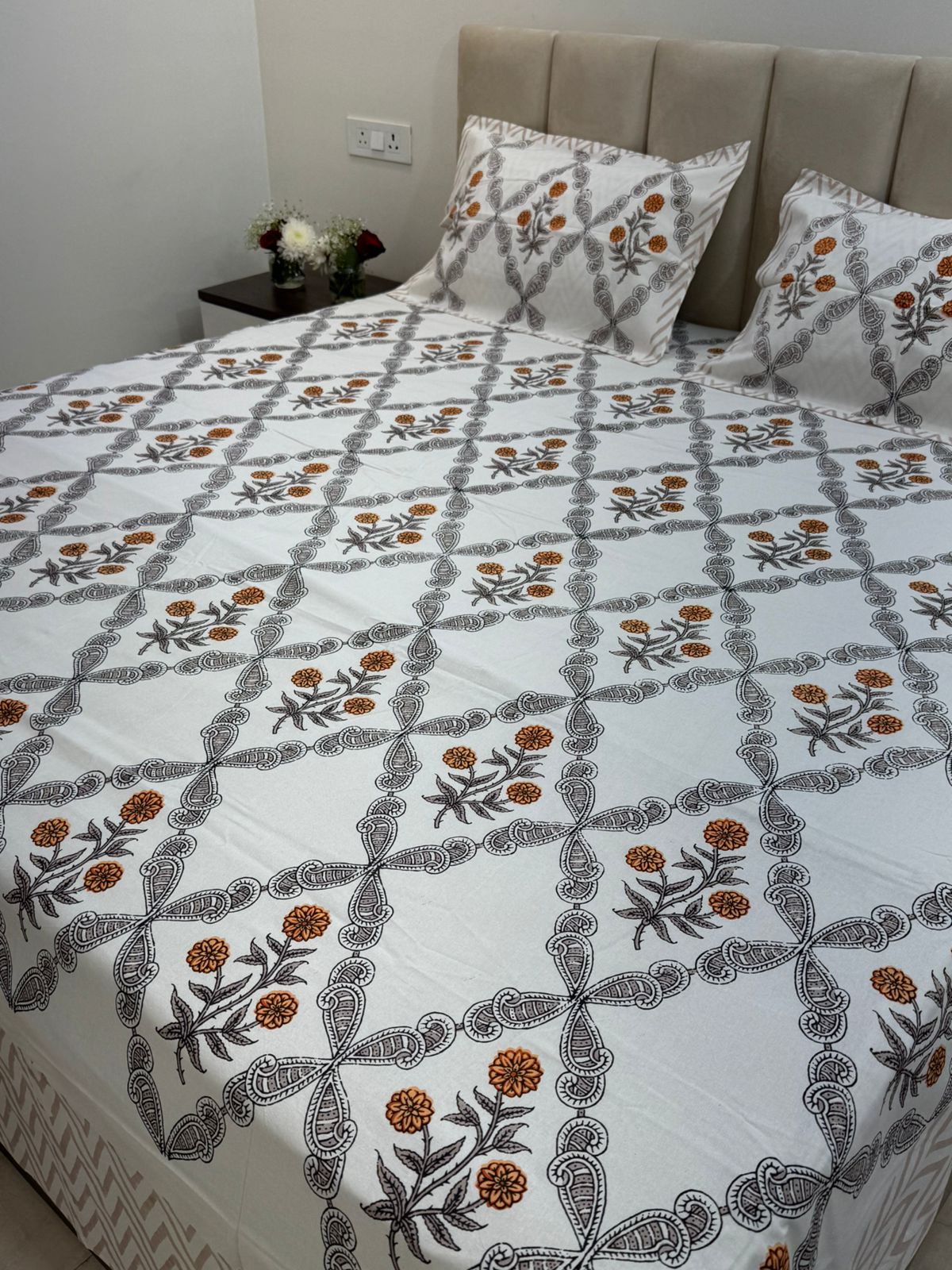 hand block printed bedsheet