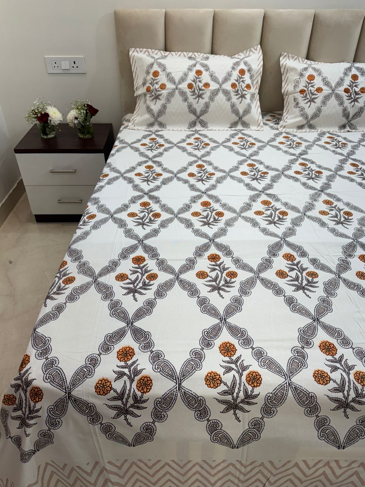 hand block printed bedsheet