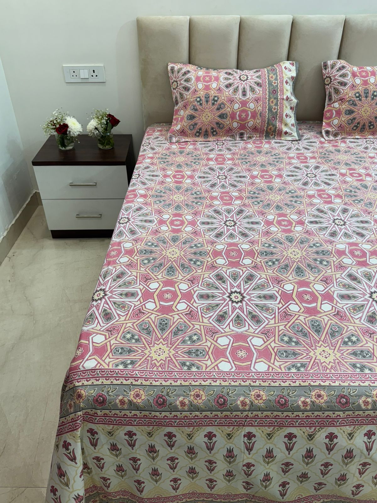 hand block printed bedsheet