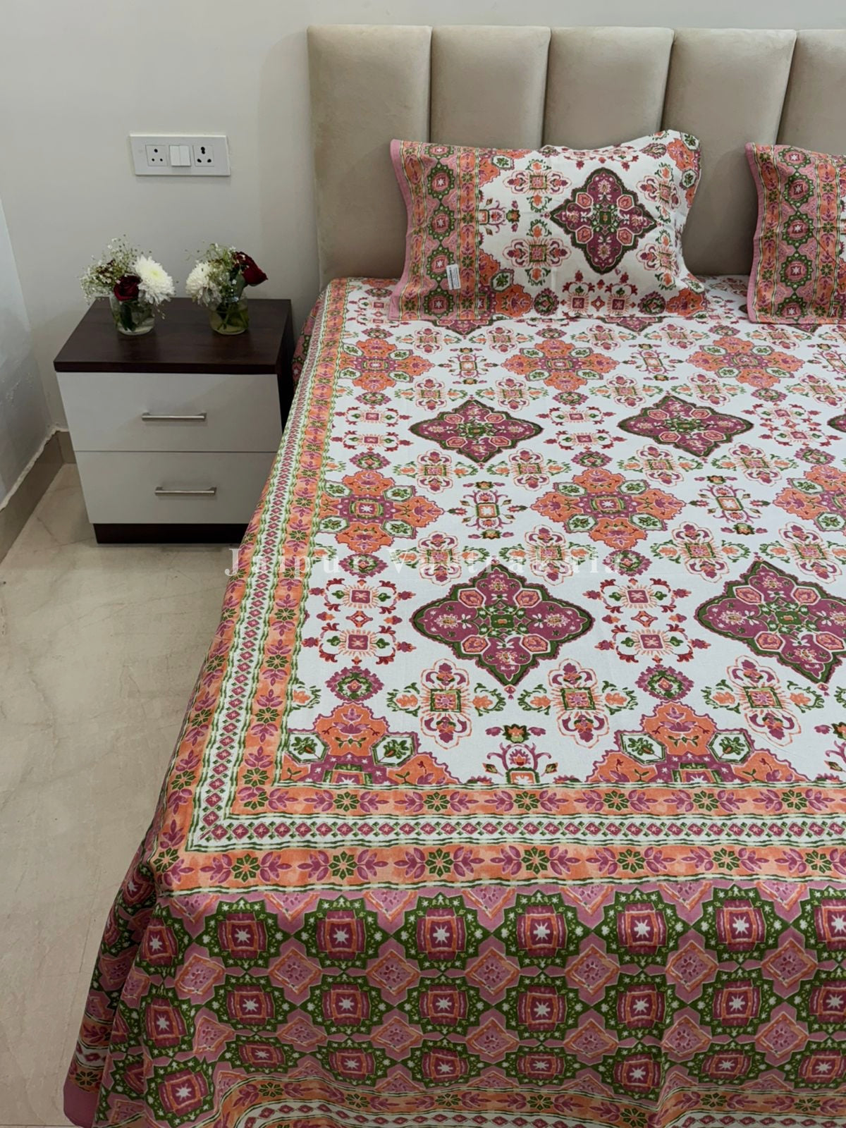 hand block printed bedsheet