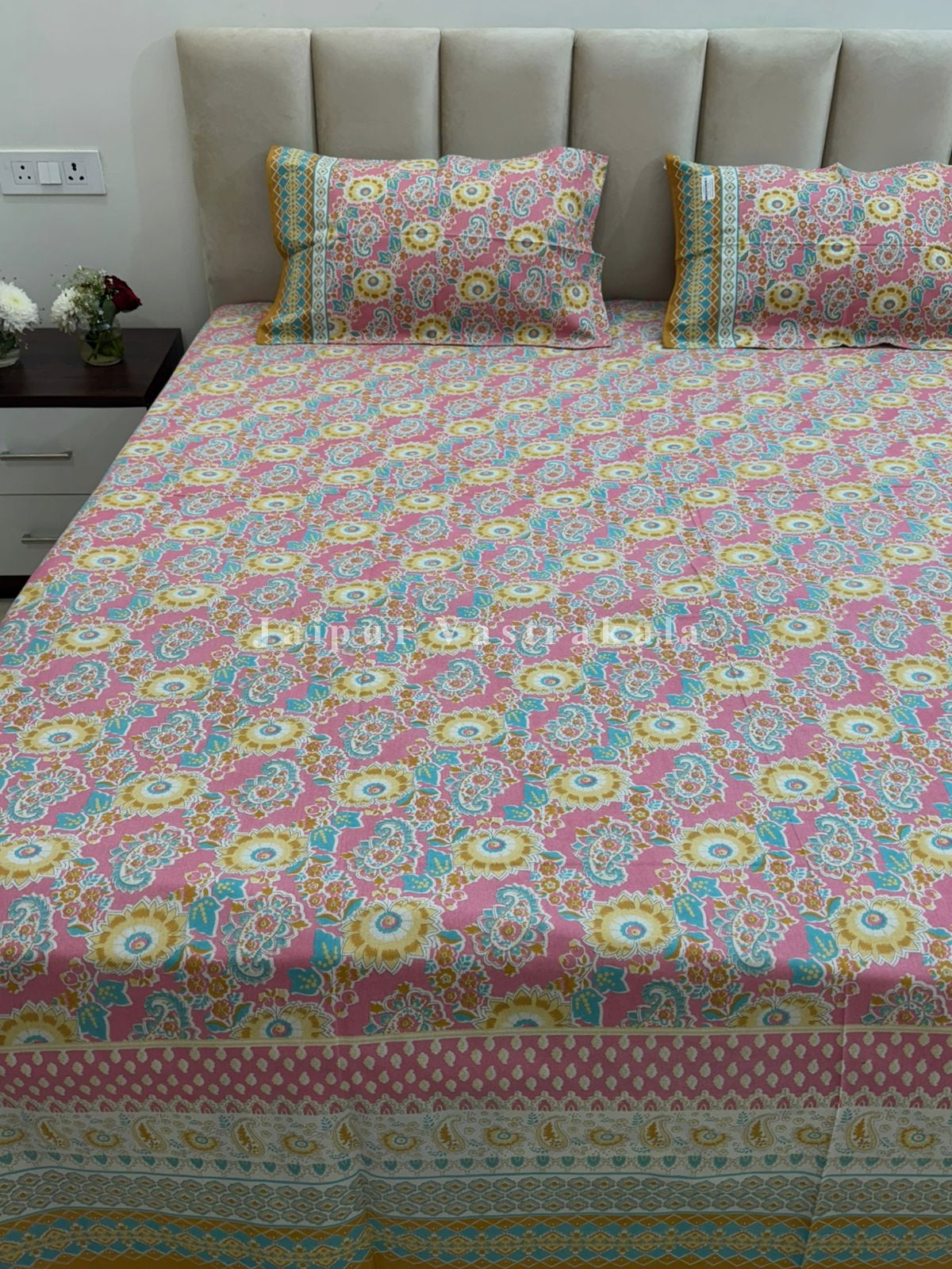 hand block printed bedsheet