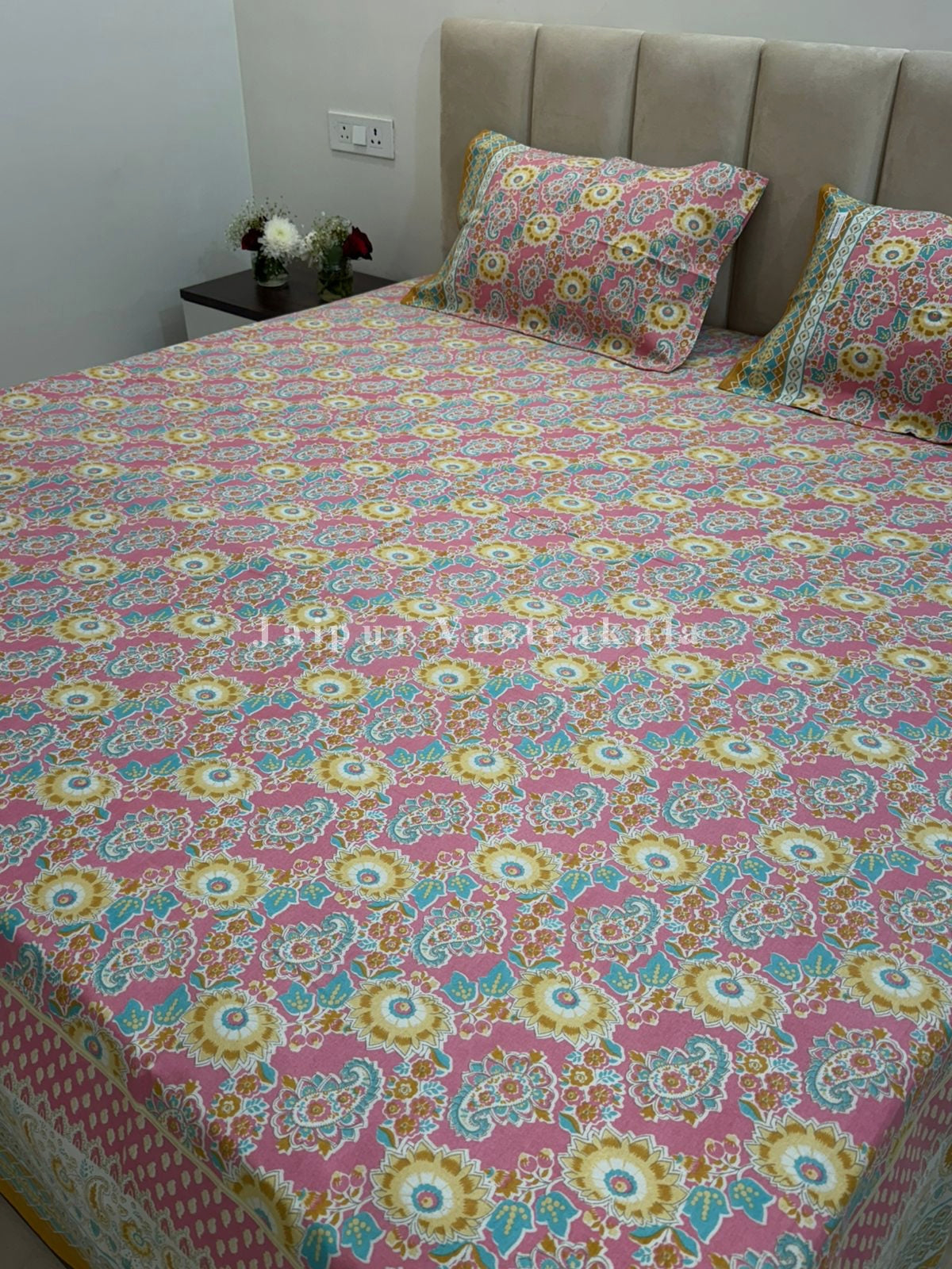 hand block printed bedsheet