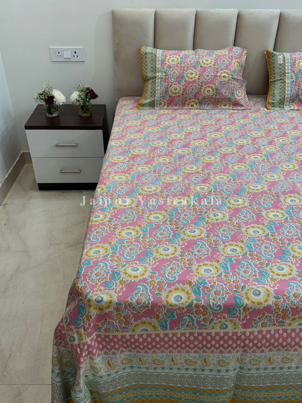 hand block printed bedsheet