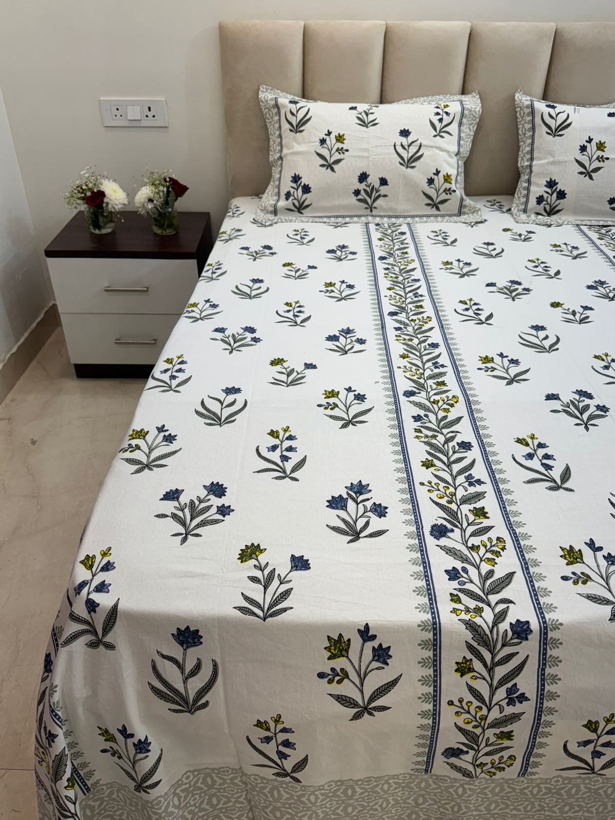 hand block printed bedsheet