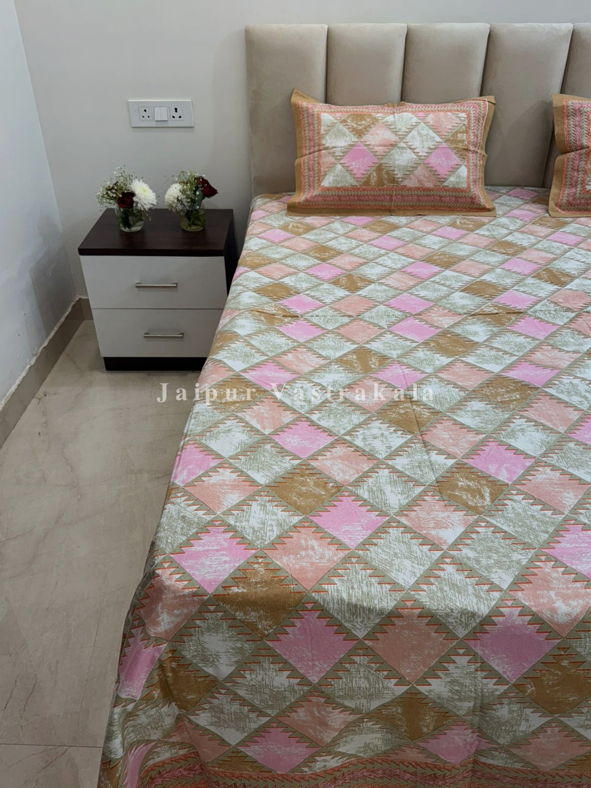 hand block printed bedsheet