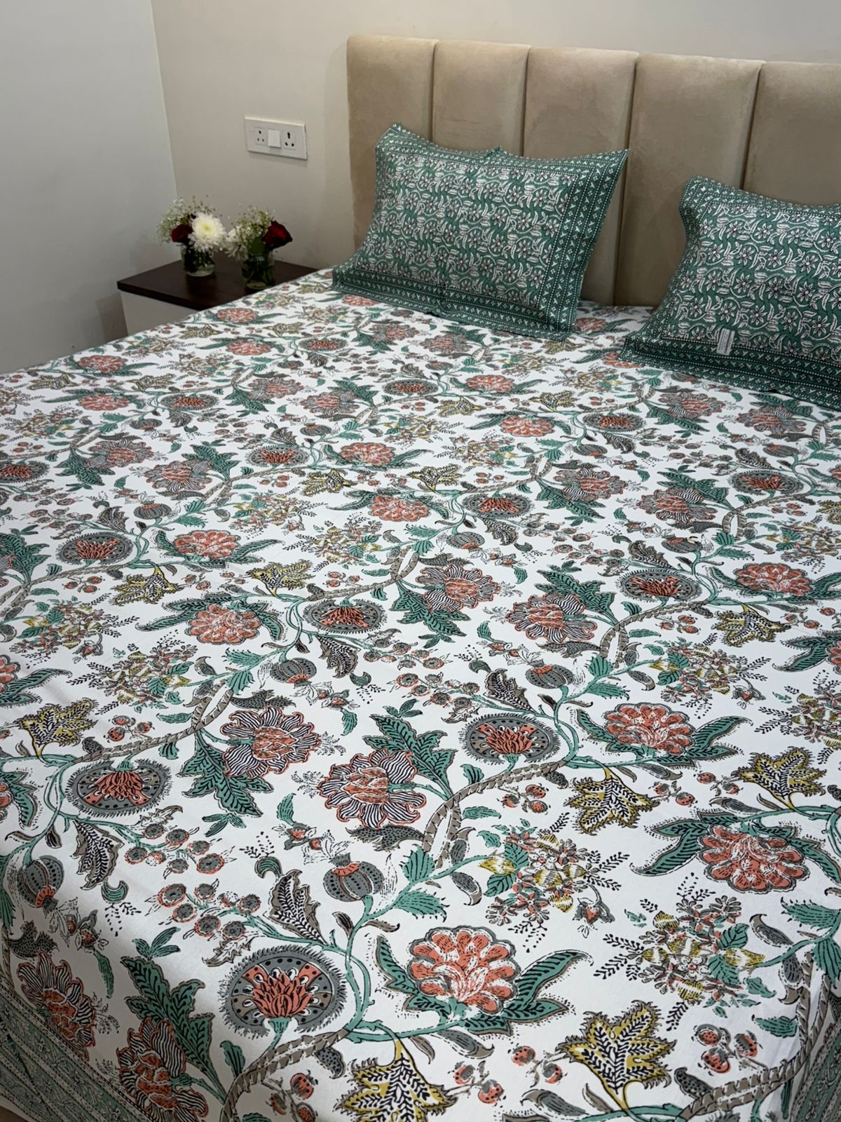 hand block printed bedsheet