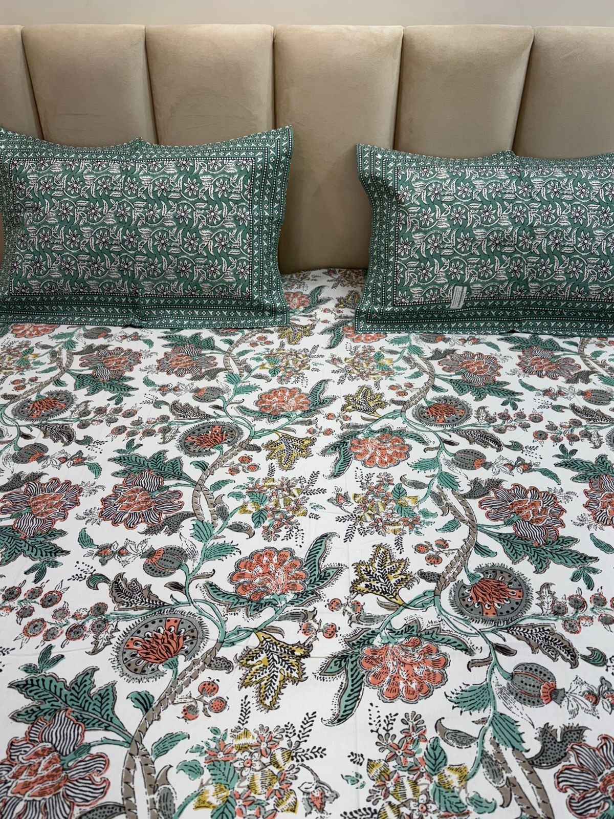 hand block printed bedsheet