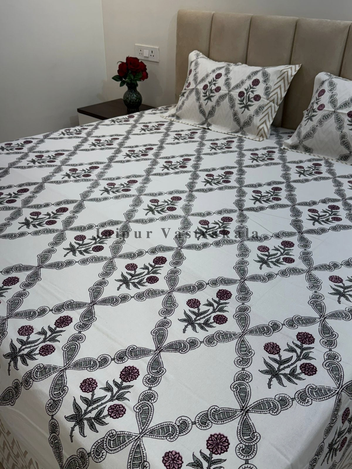 hand block printed bedsheet