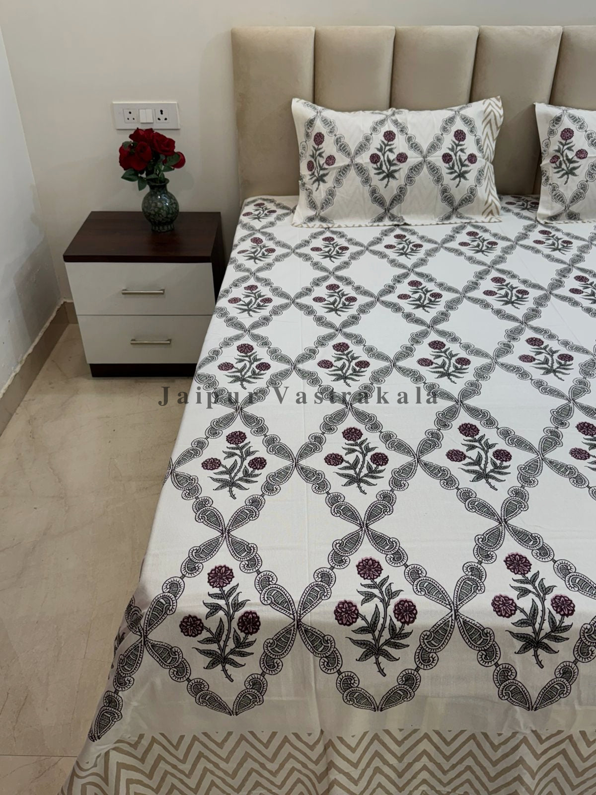 hand block printed bedsheet