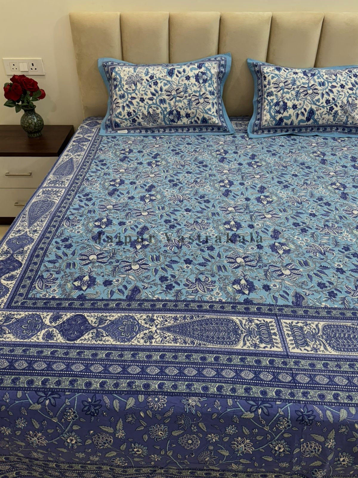 hand block printed bedsheet