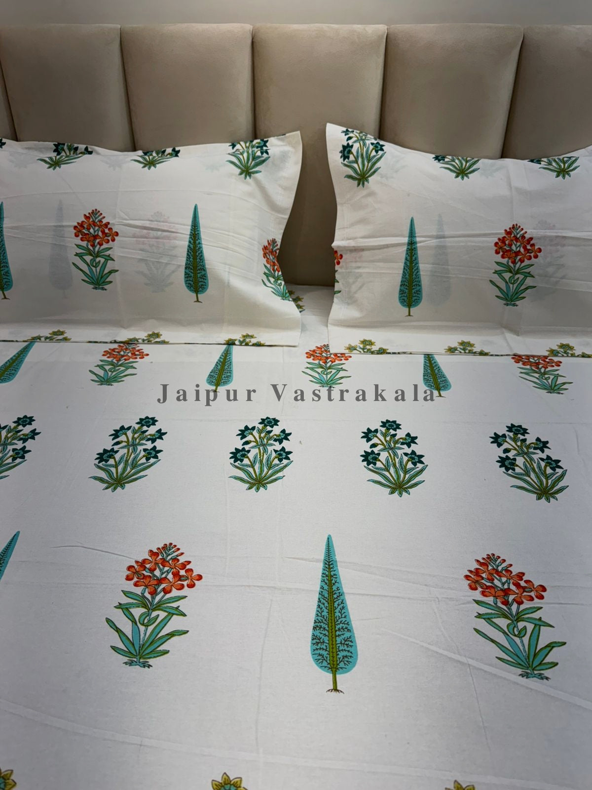 hand block printed bedsheet