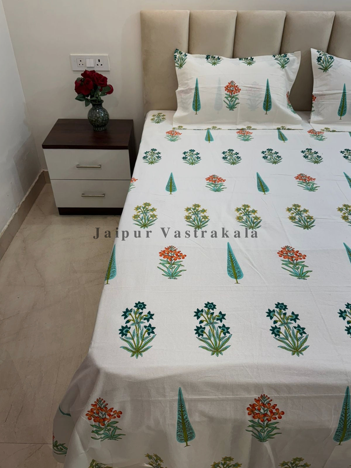 hand block printed bedsheet