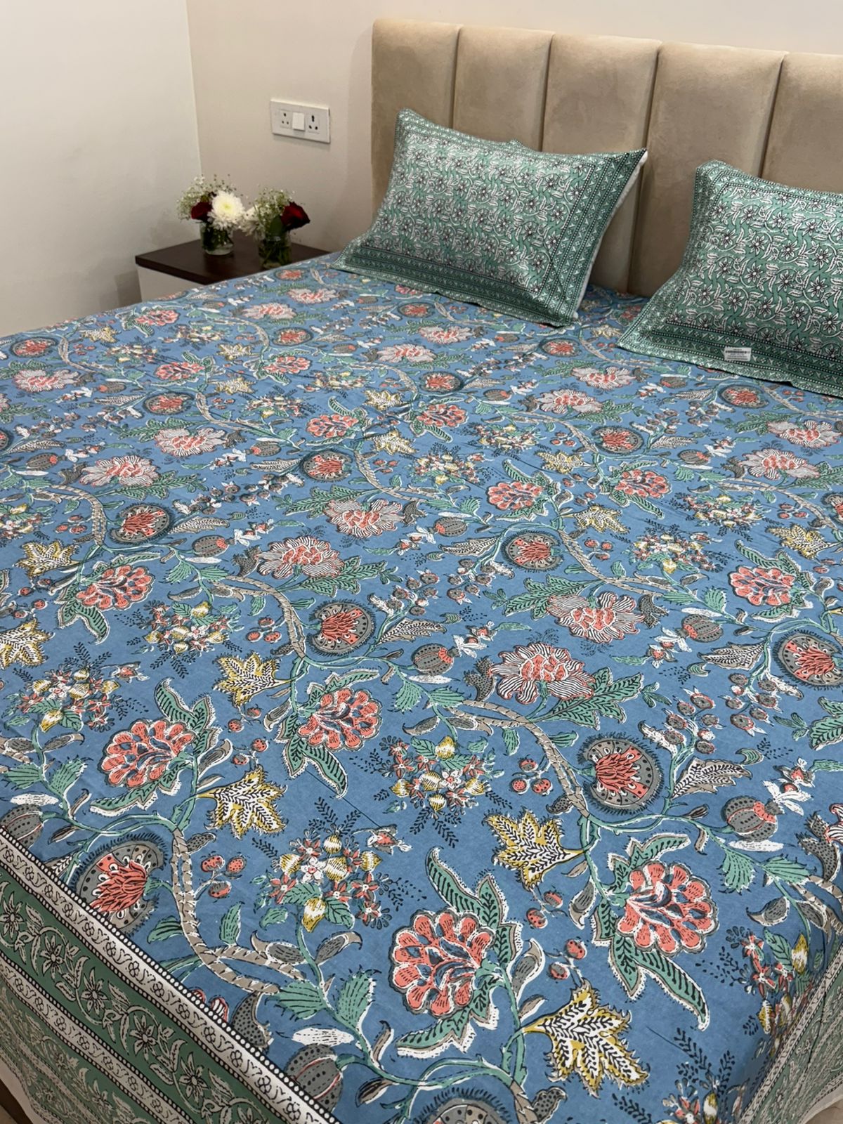 hand block printed bedsheet