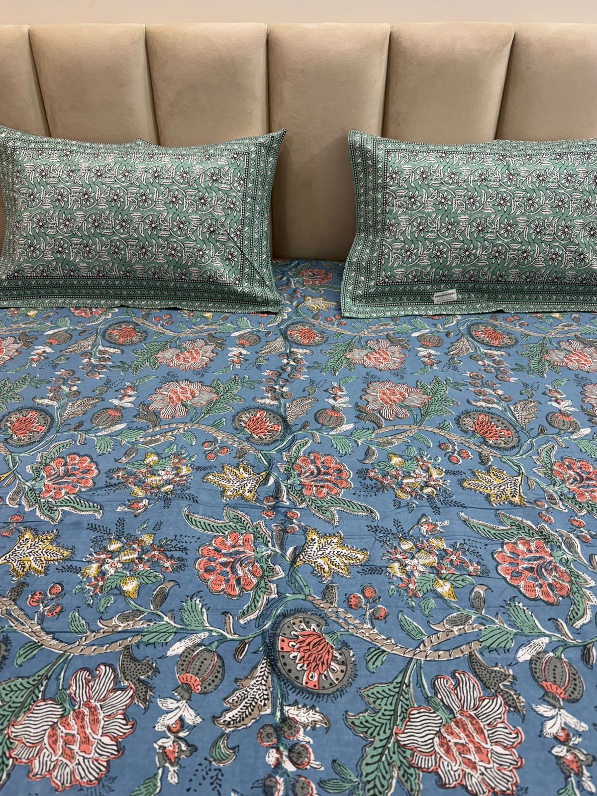 hand block printed bedsheet