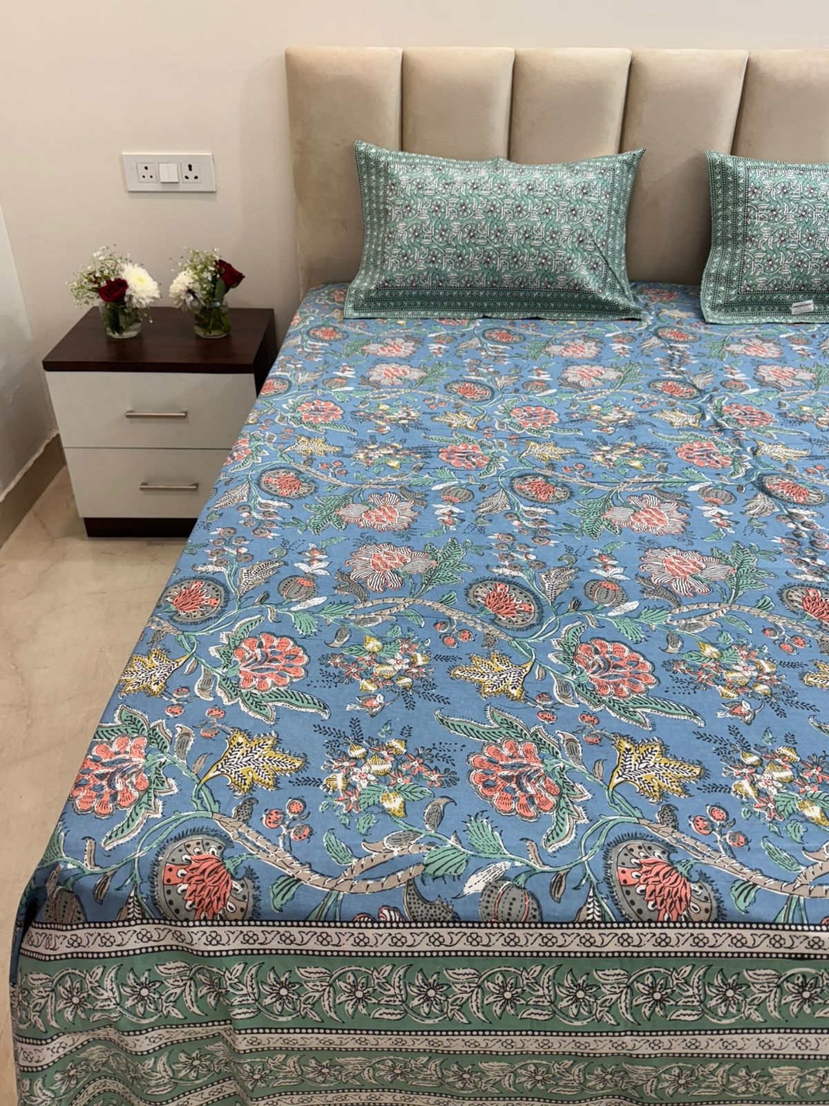 hand block printed bedsheet