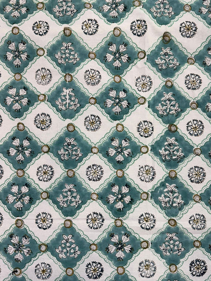 Sea Green Maze King Bedsheet with Pillow Covers