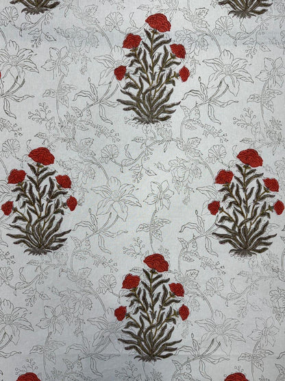 Orange Fern Boota King Bedsheet with Pillow Covers
