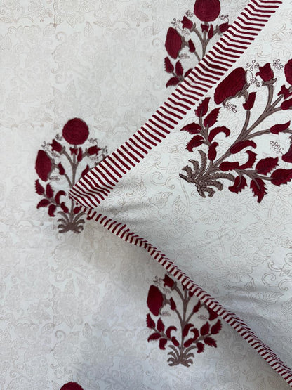 Maroon Boota King Bedsheet with Pillow Covers