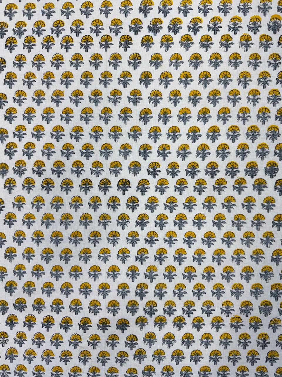 Yellow Gray Buds King Bedsheet with Pillow Covers
