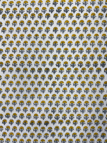 Yellow Gray Buds King Bedsheet with Pillow Covers