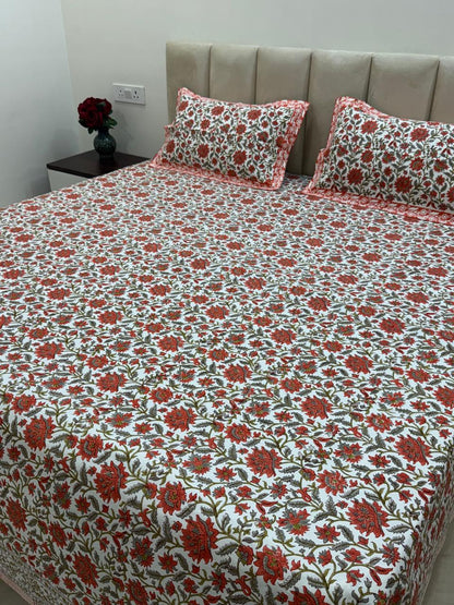 Tangerine Blossom King Bedsheet with Pillow Covers