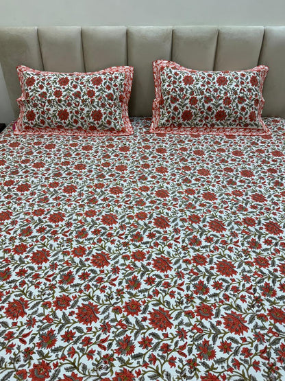Tangerine Blossom King Bedsheet with Pillow Covers