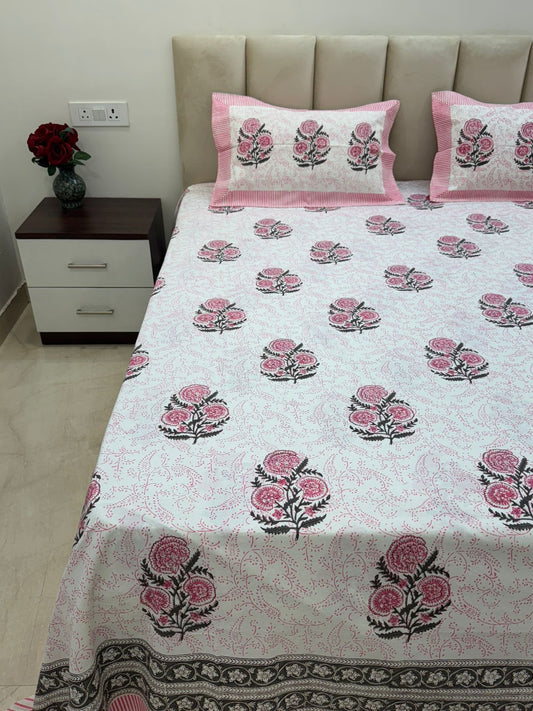 Pink Aura King Bedsheet with Pillow Covers