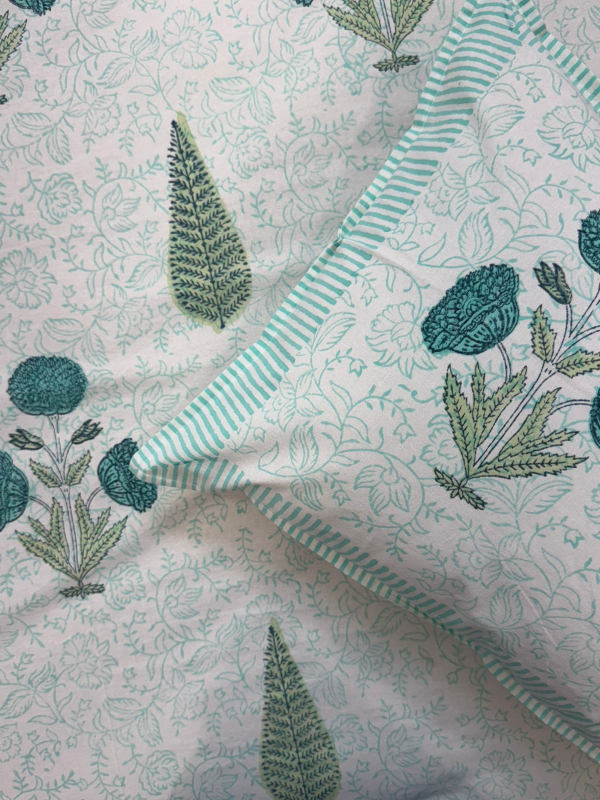 Turquoise Boota Aura King Bedsheet with Pillow Covers
