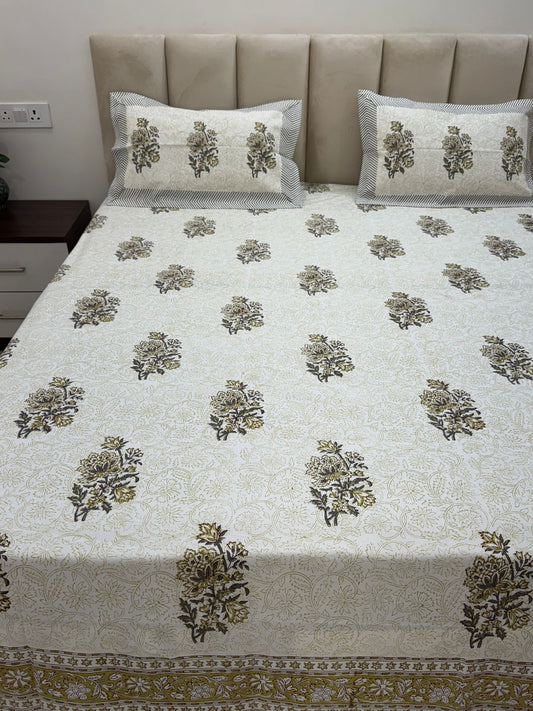 Olive and Gray Whisper King Bedsheet with Pillow Covers