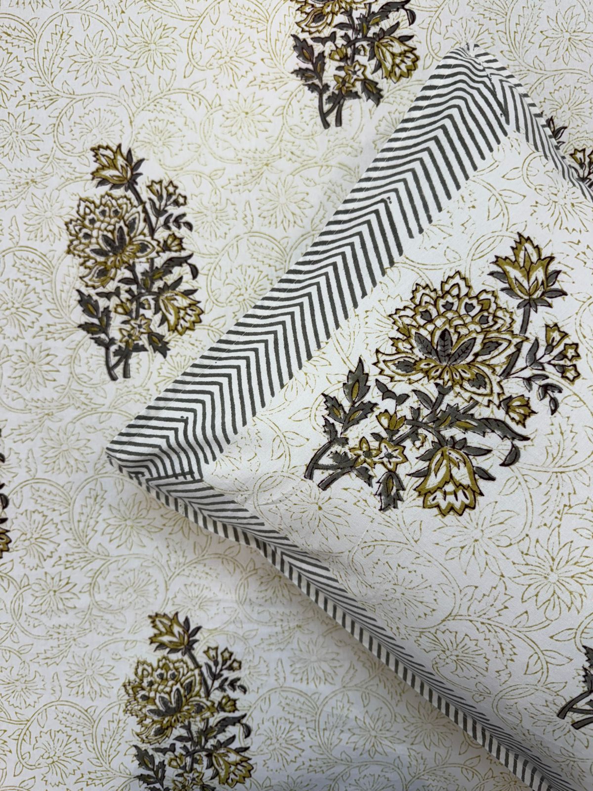 Olive and Gray Whisper King Bedsheet with Pillow Covers