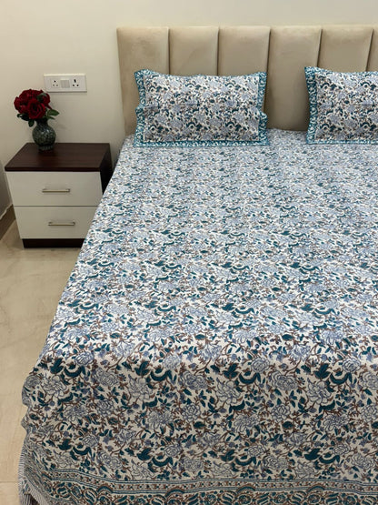 Floral Trellis King Bedsheet with Pillow Covers
