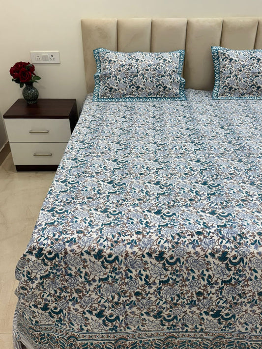 Floral Trellis King Bedsheet with Pillow Covers