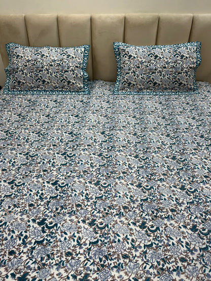 Floral Trellis King Bedsheet with Pillow Covers