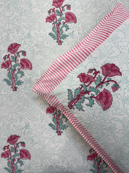 Blush Pink Boota King Bedsheet with Pillow Covers
