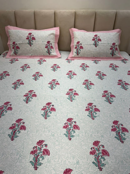 Blush Pink Boota King Bedsheet with Pillow Covers