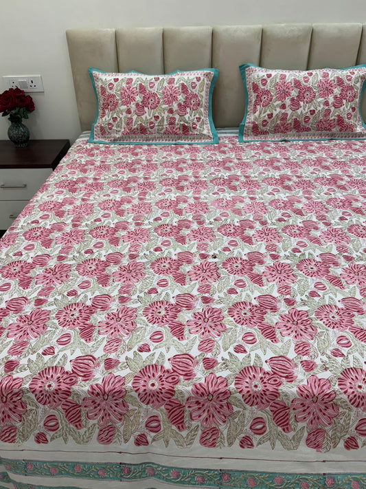 Floral Embrace King Bedsheet with Pillow Covers