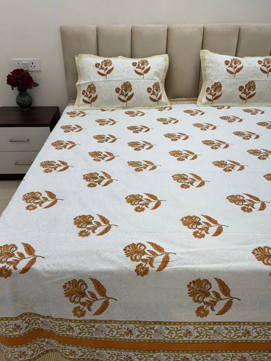 Rustic Boota King Bedsheet with Pillow Covers