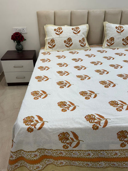 Rustic Boota King Bedsheet with Pillow Covers