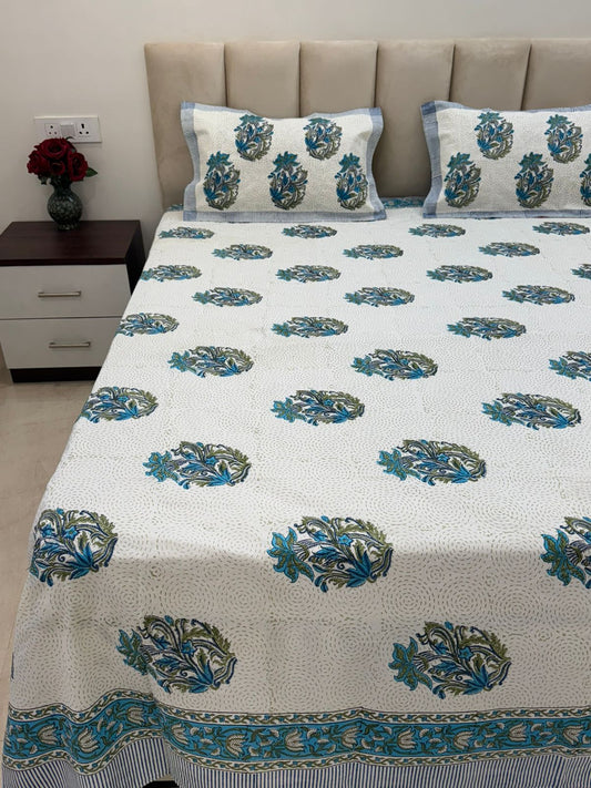 Regal Boota King Bedsheet with Pillow Covers