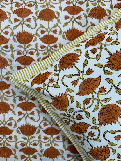 Rust Tulips King Bedsheet with Pillow Covers