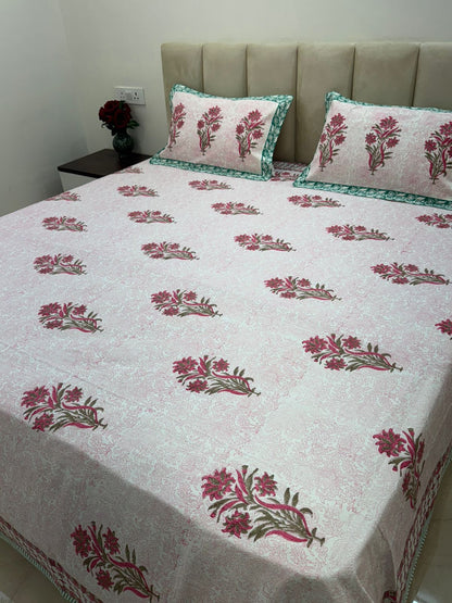 Rosy Boota Royale King Bedsheet with Pillow Covers