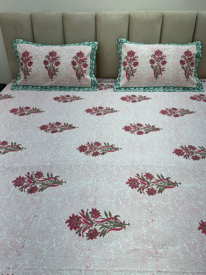 Rosy Boota Royale King Bedsheet with Pillow Covers