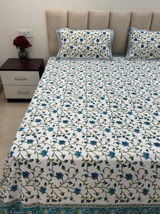 Blue Whispers King Bedsheet with Pillow Covers