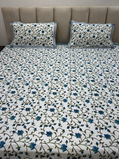 Blue Whispers King Bedsheet with Pillow Covers