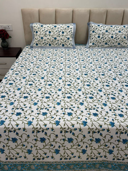 Blue Whispers King Bedsheet with Pillow Covers