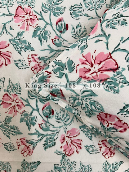 Blush Mint King Bedsheet with Pillow Covers
